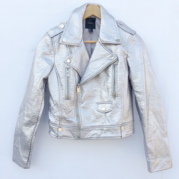 silver leather jacket forever 21